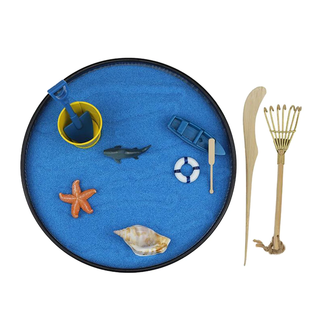 

Beach Sandbox Ocean Theme Zen Garden Rake Meditating Landscape Miniature