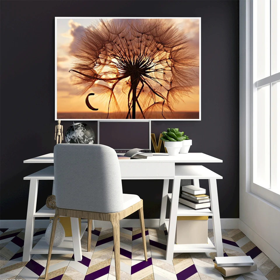 

5D DIY Full Square/Round Diamond Painting Sunset Dandelion Landscape Picture Diamond Embroidery Rhinestone Home Decoration Gift