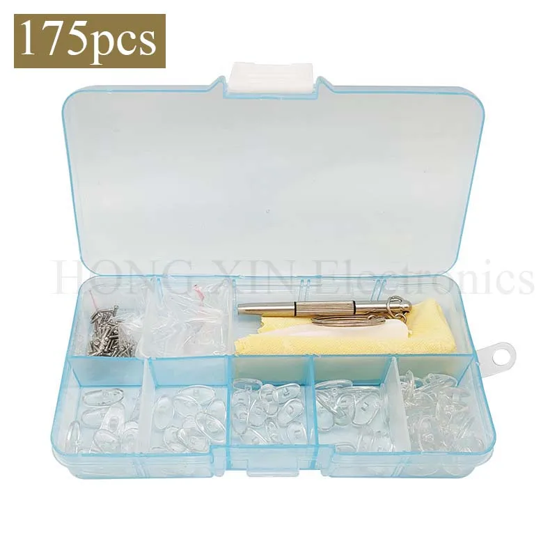 

175pcs/Set Soft Nose Pads For Eyeglasses Silicone Nose Pads For Glasses Sunglasses Screws Plastic Tweezers screwdriver Kit
