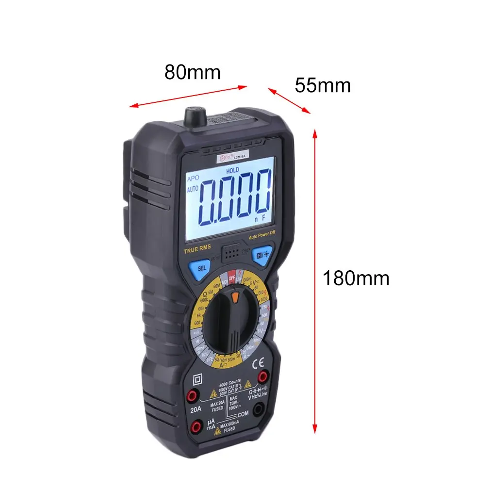 

New ADM08D BSIDE True RMS Value Digital Multimeter Temperature Capacitance Frequency Test Professional Effective Value Test