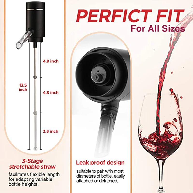 

Electric Wine Aerator, Automatic Wine Dispenser, One-Button Luxury Instant Wine Decanter and Wine Dispenser Pump