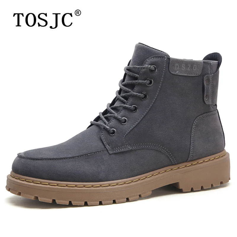 Осенние мужские рабочие ботинки TOSJC высокие ковбойские на шнуровке армейские