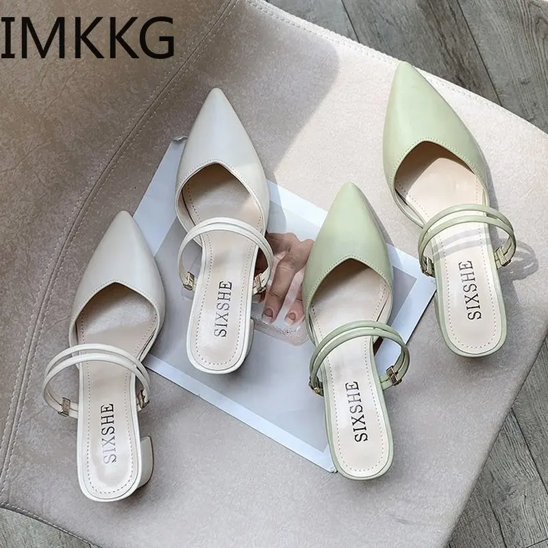 2020 New Summer Slippers Slip On Square heel Shoes High heels Women Pumps Slides Sandals womens soft slippers|Тапочки| |