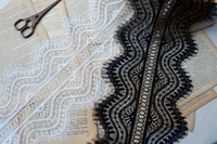 off whiteblack tulle lace trim with eyelash border scalloped trim lace for lingerie shawl costume design home decor 3 yards