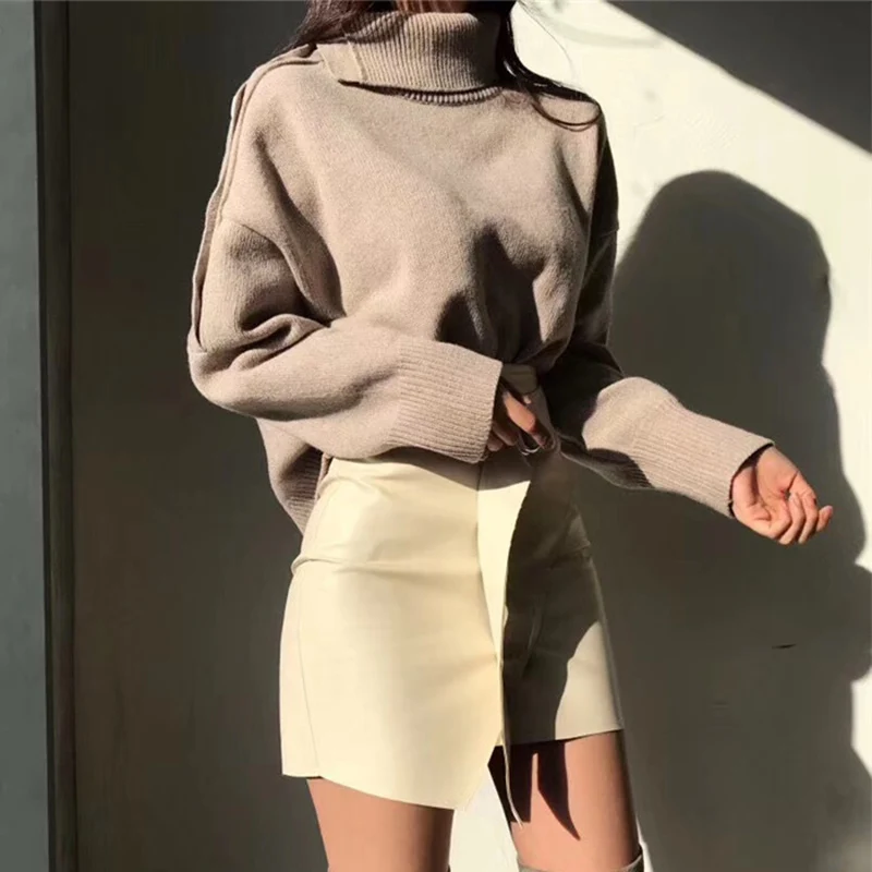 Женские базовые свитера вязаный пуговицы пуловер с открытыми плечами Осенний