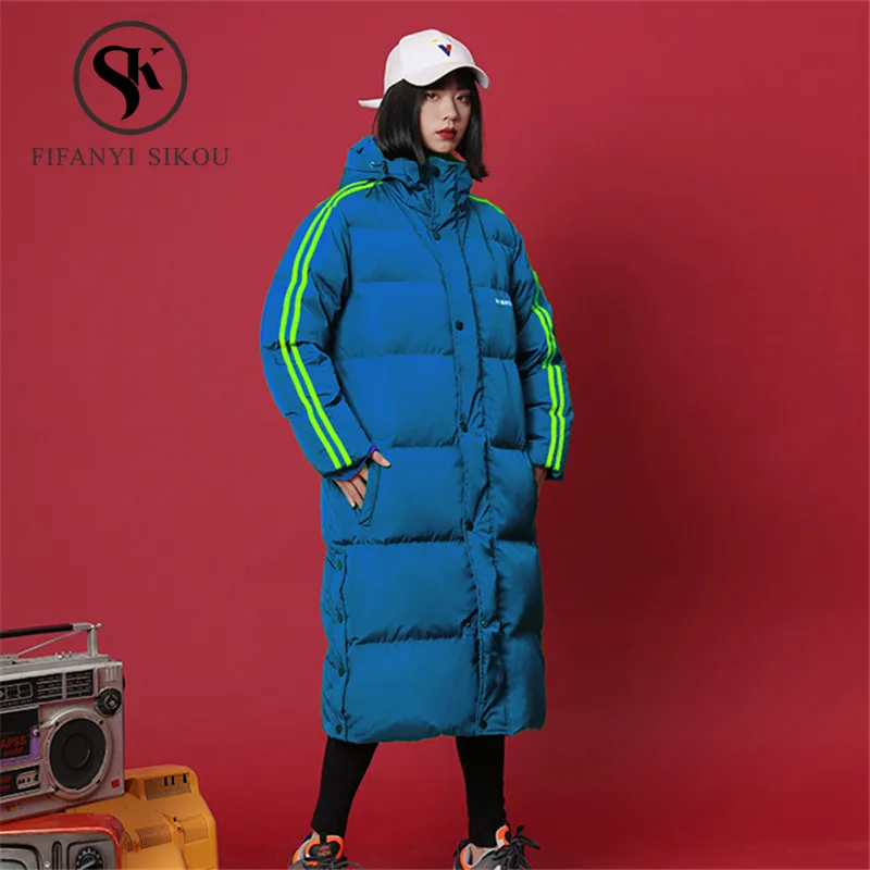 Зимняя куртка женская уличная одежда с капюшоном длинное пальто Толстые Теплая