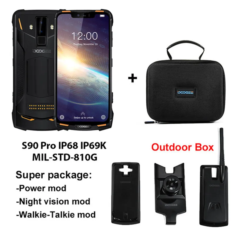 Смартфон DOOGEE S90 Pro Android 9 0 Helio P70 6 ГБ 128 IP68 прочный мобильный телефон Восьмиядерный