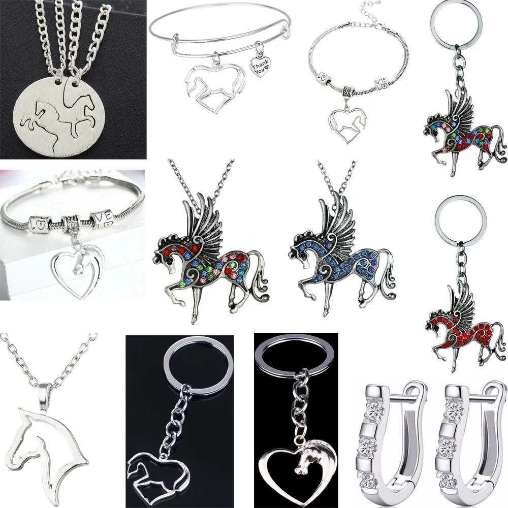 Цепочка с подвеской в виде лошади сердца и лошади|Ожерелья подвеской| |