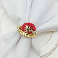 12pcslot santa hat napkin buckle diamond napkin ring ring holder holiday party table decoration