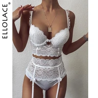 ellolace womens underwear set lingerie set 3 pcs female underwire bras for women lace underwear women set lingerie bra set