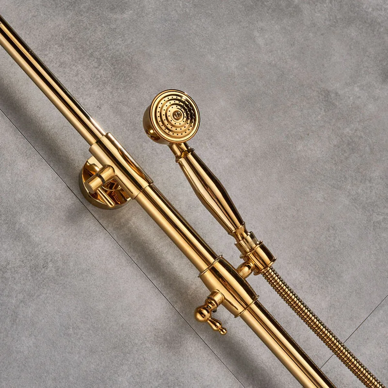 Дешевый и Высококачественный золотой настенный душ для ванной комнаты смеситель