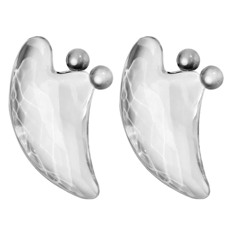

2Pcs Crystal Guasha Facial Massager Transparent Jade Face Massager Lifting Face Thin Gouache Scraper