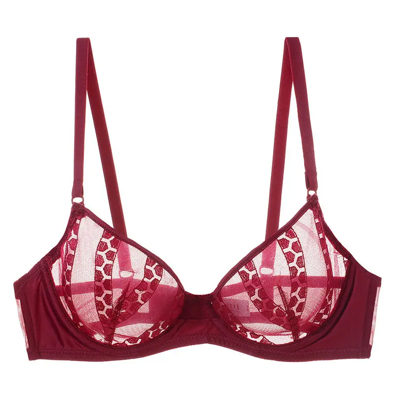 

2021 new ultra-thin translucent lace bra sexy non-sponge breathable underwear female Korean style pull-up bra single piece