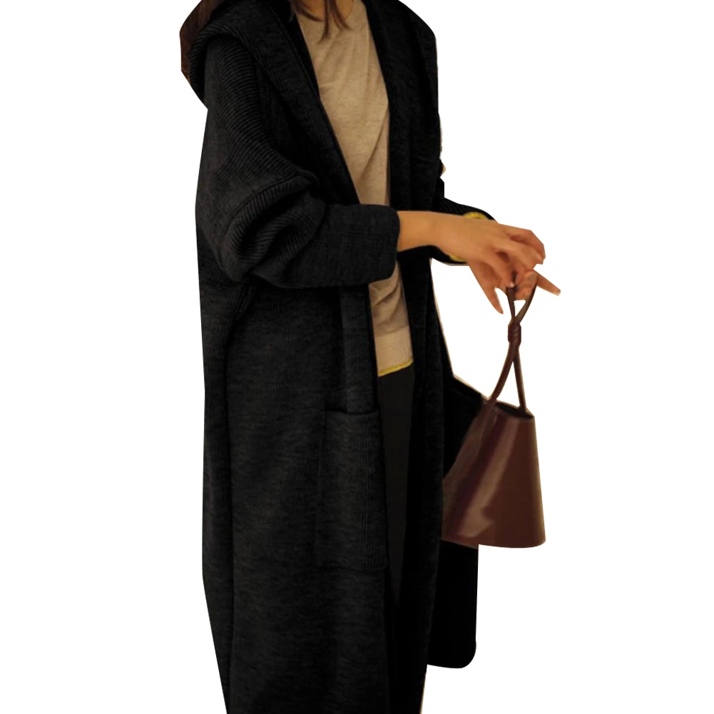 

2019 Autumn Women Solid Color Cardigan Long Sleeve Big Hooded Tunic Outwear Autumn and winter coat woman