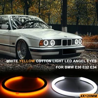 4x120mm dual color white yellow led halo ring headlight kit for bmw e30 e32 e34 car angel eyes drl turn signal light