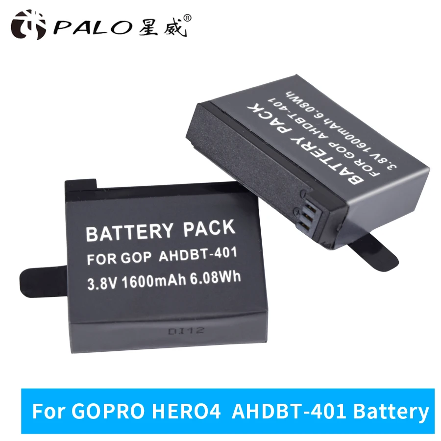 Сменные батареи для GoPro go pro GoPro4 HD Hero 4 Hero4 шт./лот 1600 мАч AHDBT 401 402 черный серебристый |