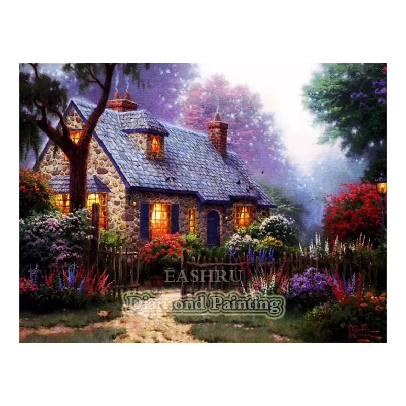 EASHRU пейзаж лес хижина 5D алмазная живопись вышивка крестиком полная квадратная