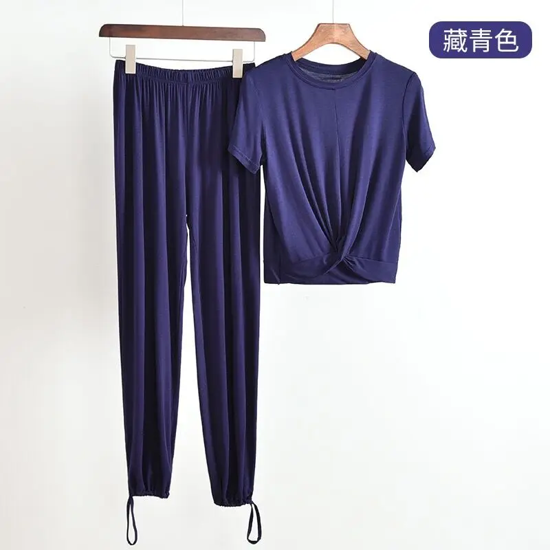 Пижама из модала для женщин одежда сна летние свободные штаны пижама однотонная