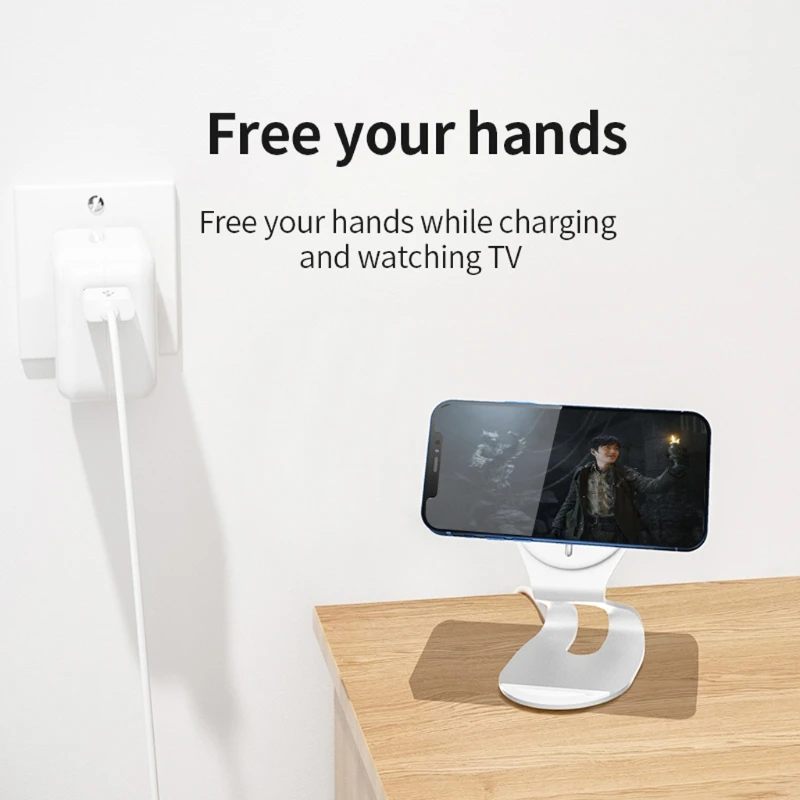

H9EB Aluminum Alloy Charge Stand Cradle Desk Holder Mount for -iphone 12 Mini Pro Max USB C Magnetic Magsafing Charger