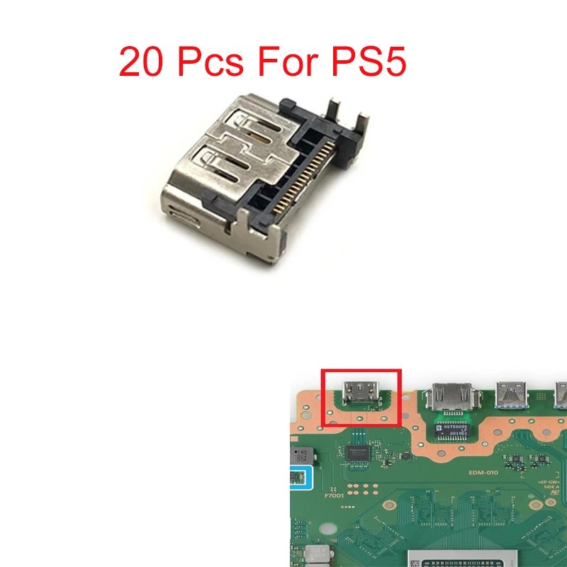

20 шт. новая Замена для PS5, совместимому с HDMI Порты и разъёмы Дисплей разъем Jack разъем для Sony PlayStation 5