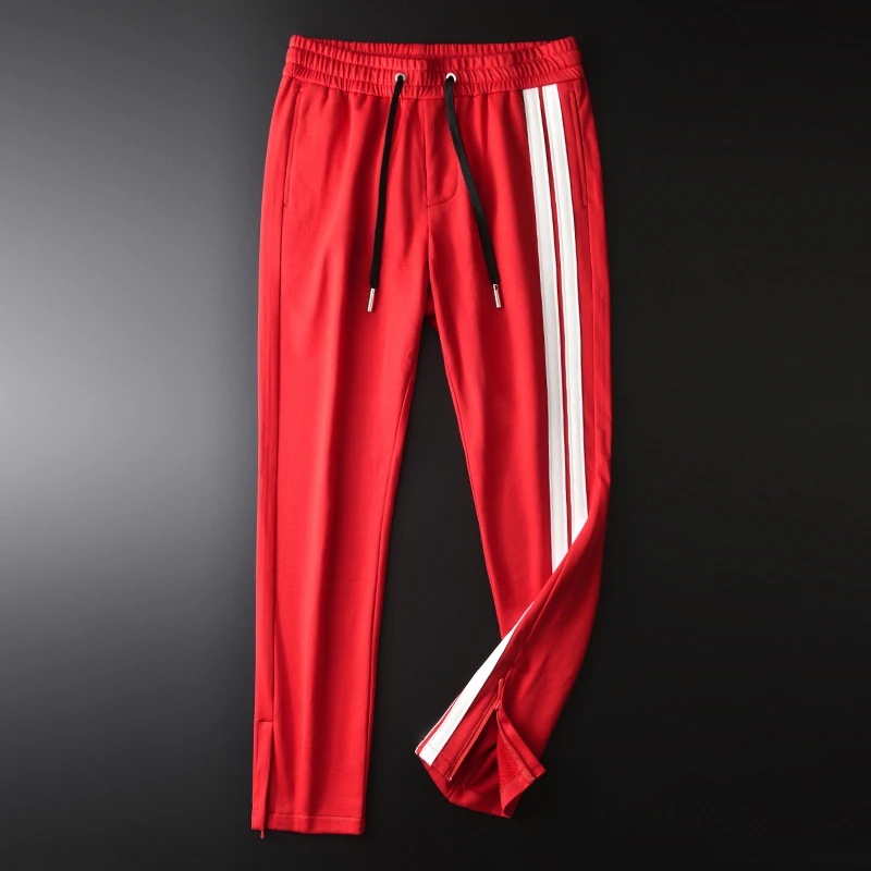 Minglu протектор красные мужские брюки для девочек Роскошные ленты в полоску