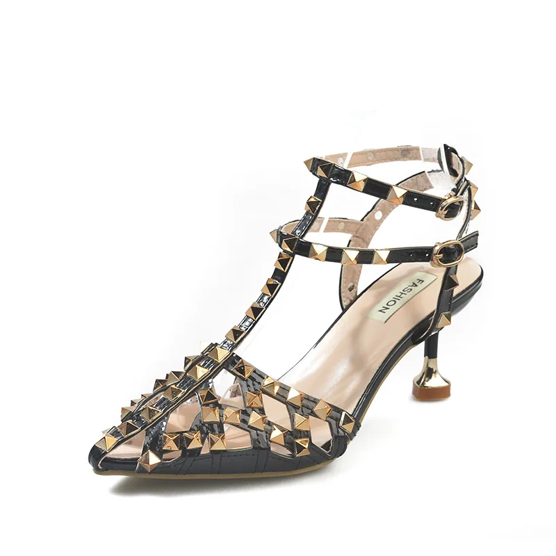 

New women's shoes fashion pointed toe women's hole comfortable women's high heels rivet comfortable women's sandals