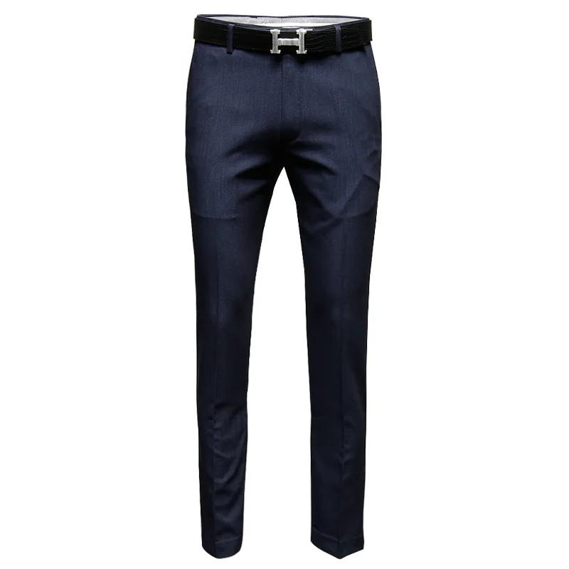 Брюки мужские темно-синие деловые повседневные тонкие осень 2019 | Мужская одежда