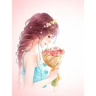 Алмазная 5D картина сделай сам, мультяшная милая девушка с цветами, полная вышивка, вышивка крестиком, мозаика, Наборы для творчества, домашний декор, подарок