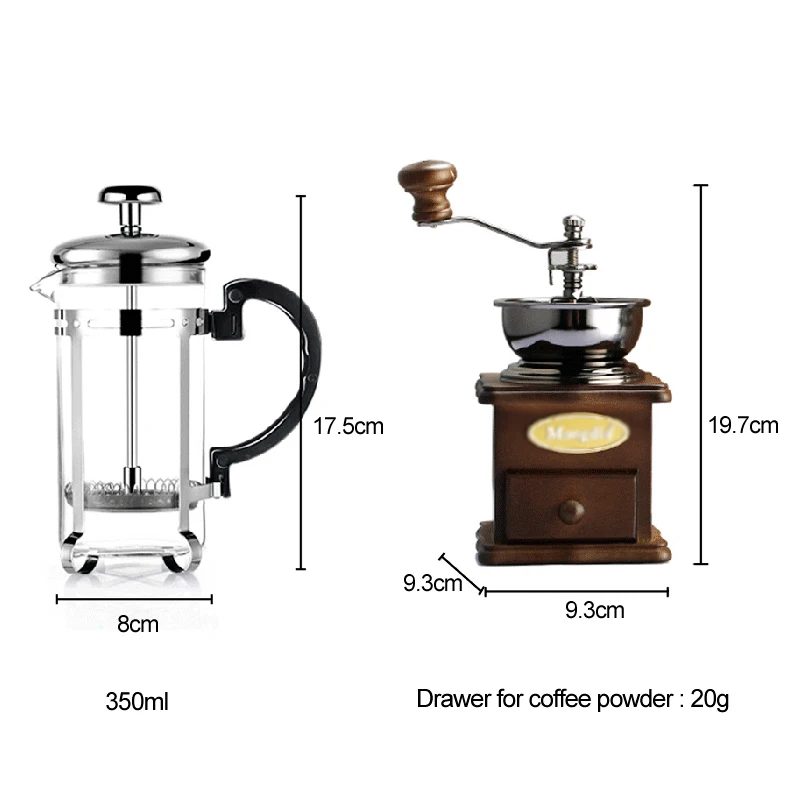 Miglior Francese Presse Pot Set, Macinino Da Caffè, Caffè Utensili, Mano-Manovella Macinino Da Caffè, Regalo Set