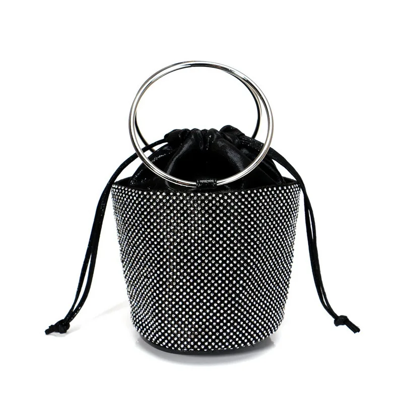 

Bucket-shaped Dinner Bag Luxury Rhinestone Evening Bag Classic Design Female Round Bag Party Banquet Female Bag Ladies Handbag