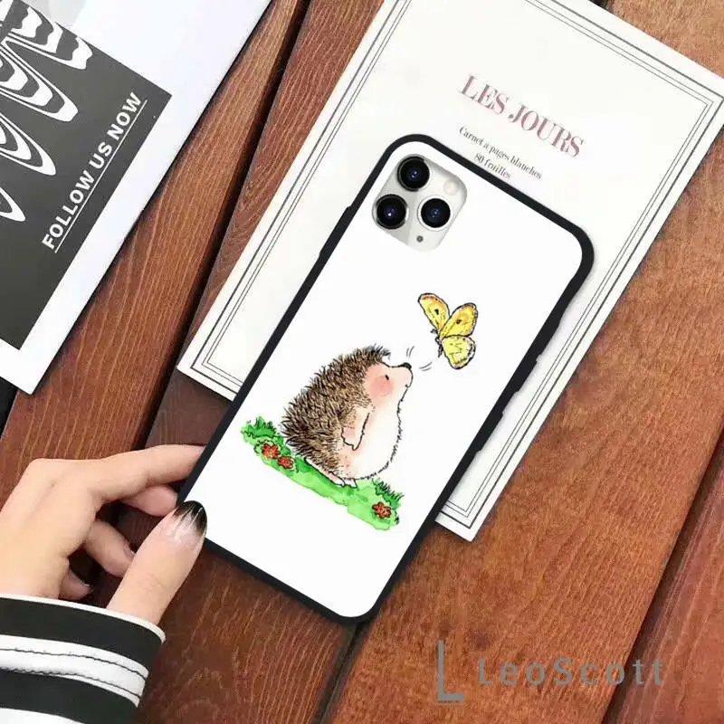 

Kawaii Hedgehog cute cartoon Phone Case for iPhone 11 12 pro XS MAX 8 7 6 6S Plus X 5S SE 2020 XR Soft silicone