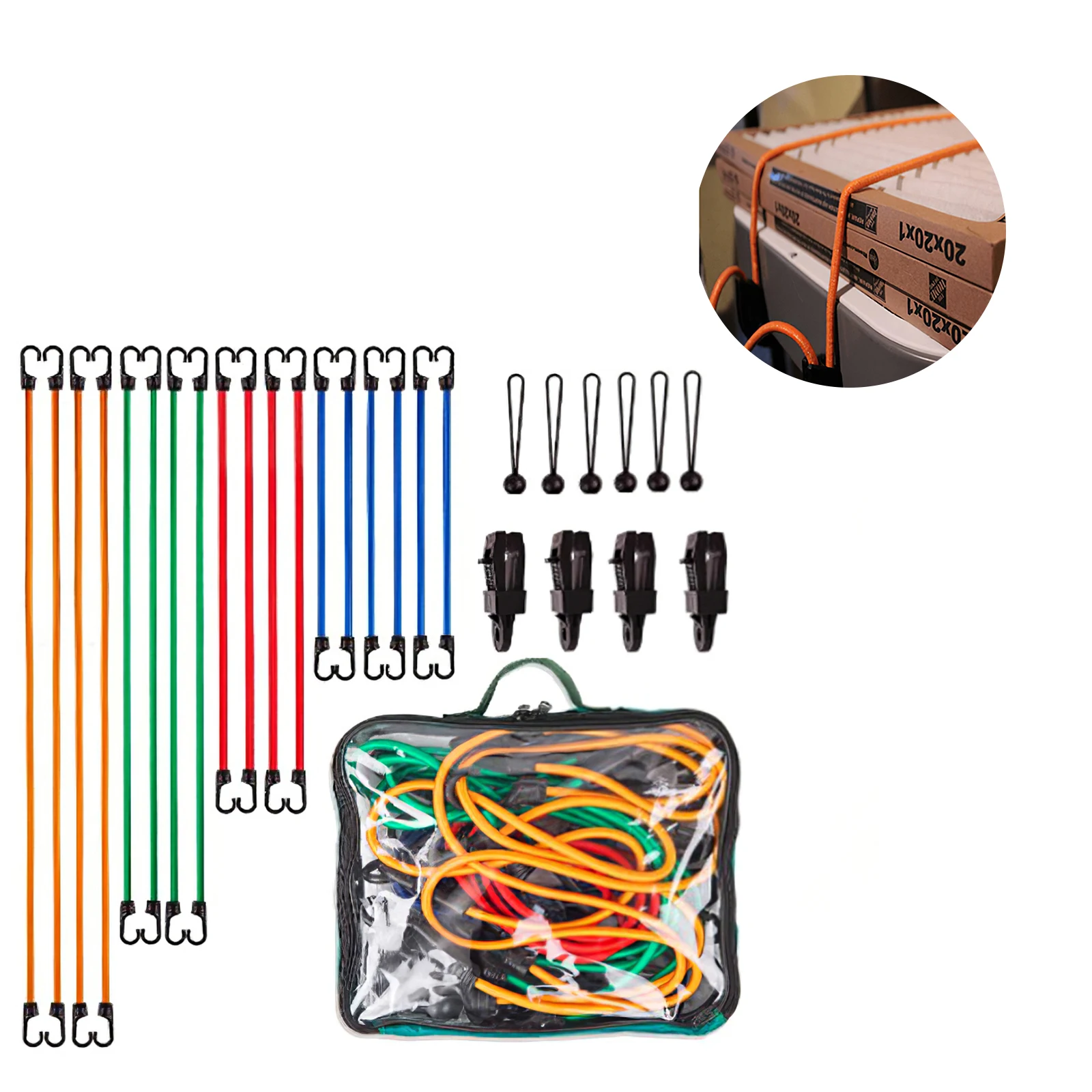

29 шт. эластичные шнуры, компрессионная эластичная веревка с соединительным крючком для чемодана, багажа, велосипедные товары, уличная доска...