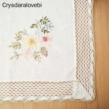 Европейская скатерть с цветами белая кружевная хлопковая льняная Пылезащитная