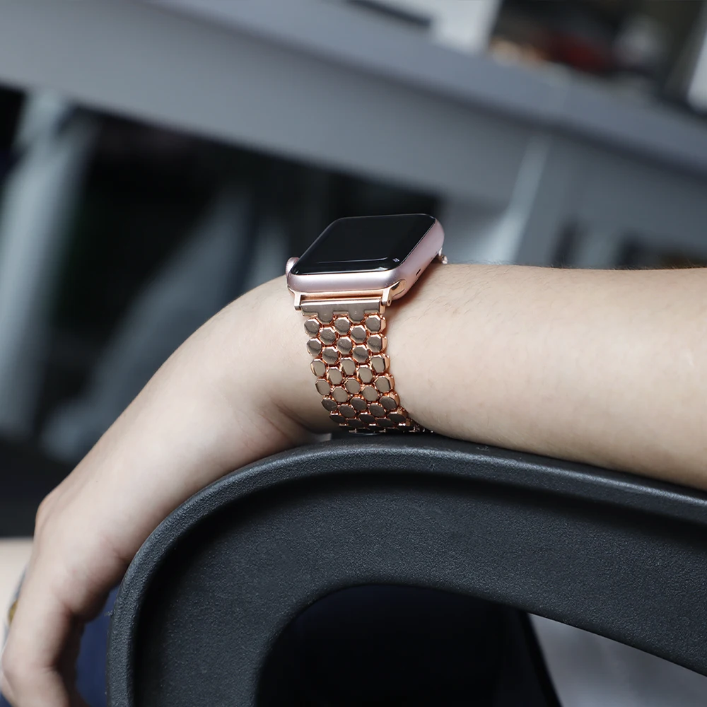 Ремешок из нержавеющей стали для Apple Watch 6 Band 44 мм 40 звеньевой браслет Iwatch 42 38 series se 5
