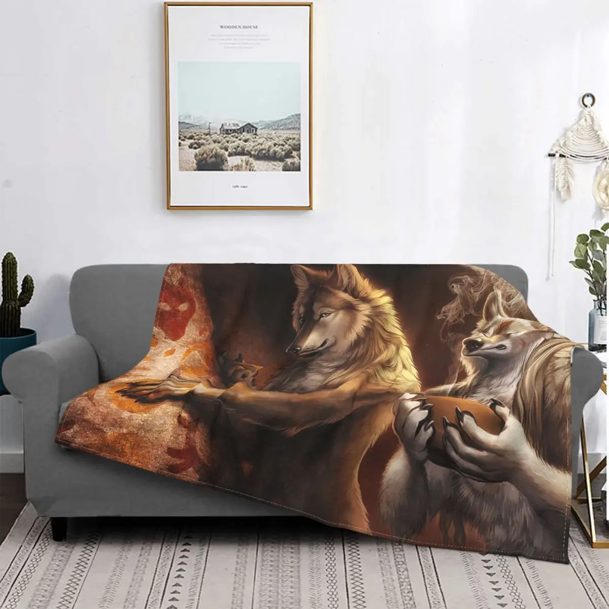 

Manta de dibujos animados de lobo para el hogar, edredón fino de felpa con estampado de franela, Animal, multifunción, ligero