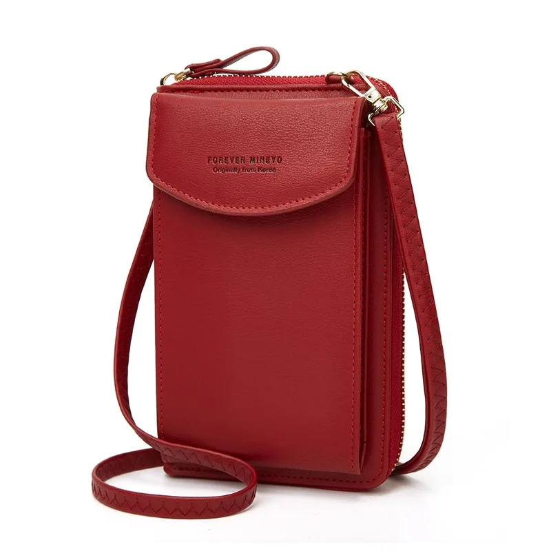 

New Style Ladies Shoulder Bag Mini Mobile Phone Bag PU Messenger Bag Handbag Pure Color Wallet