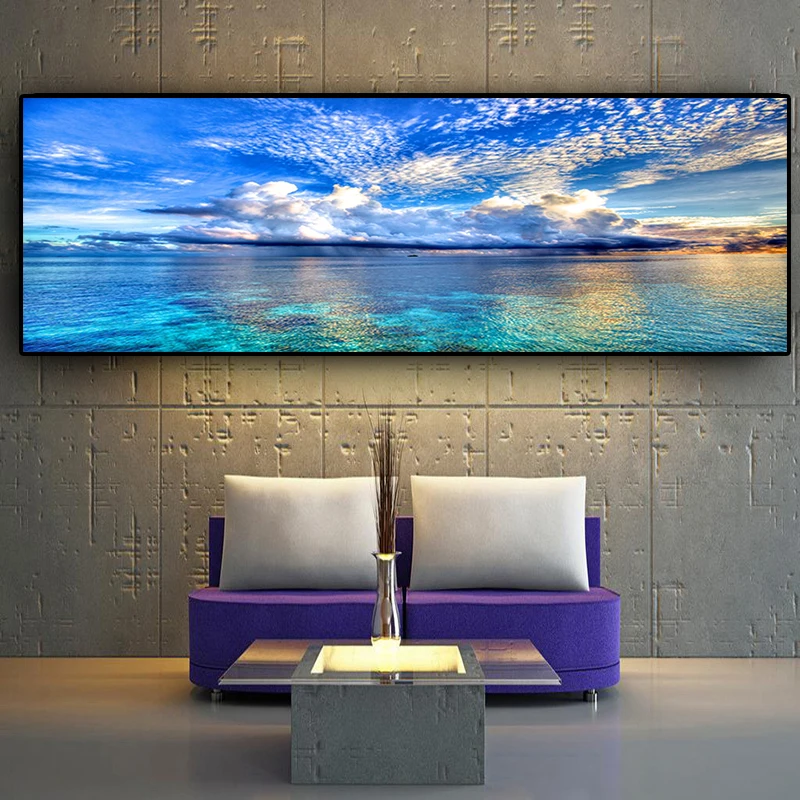 Decorative Paintings Natural Sunset Could Lake Landscape Posters and Prints Canvas Painting Mediterran Art Living Room Poster | Дом и сад