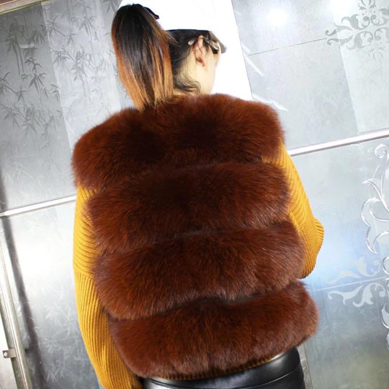 

Women Real Fox Fur Vest Fashion Outwear Waistcoat Warm Comfortable Thick Soft Luxury Natural Fox Fur Coat For Girls