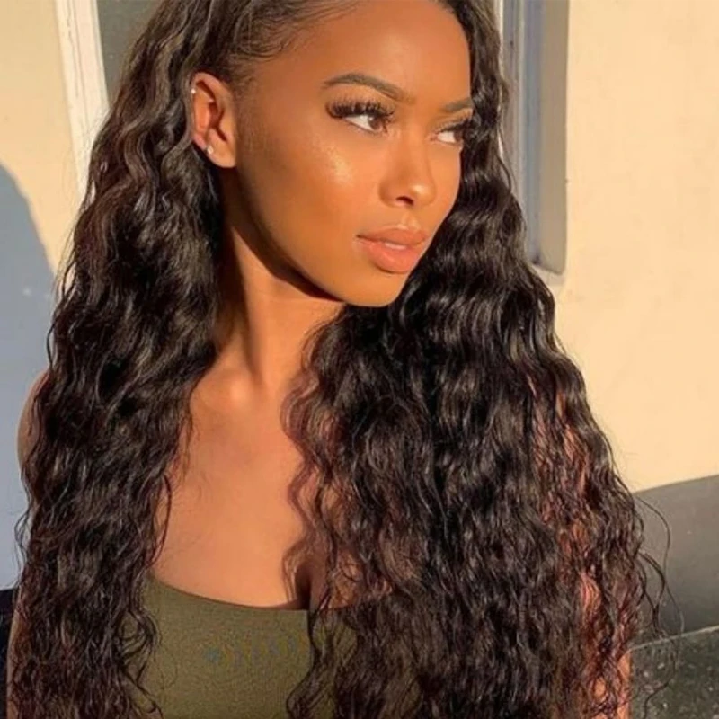 Парик из вьющихся человеческих волос в лесу свободные с глубокой волной 13x4