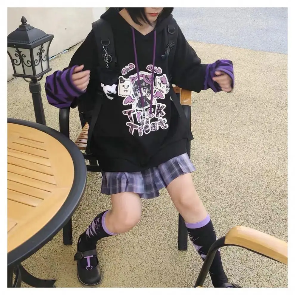 

Oversized Hooded Sweatshirt Y2K Hoody Anime Hoodies Women's Sweatshirt Long Sleeve Kawaii Sweatshirts Jumper Pullover Blouse