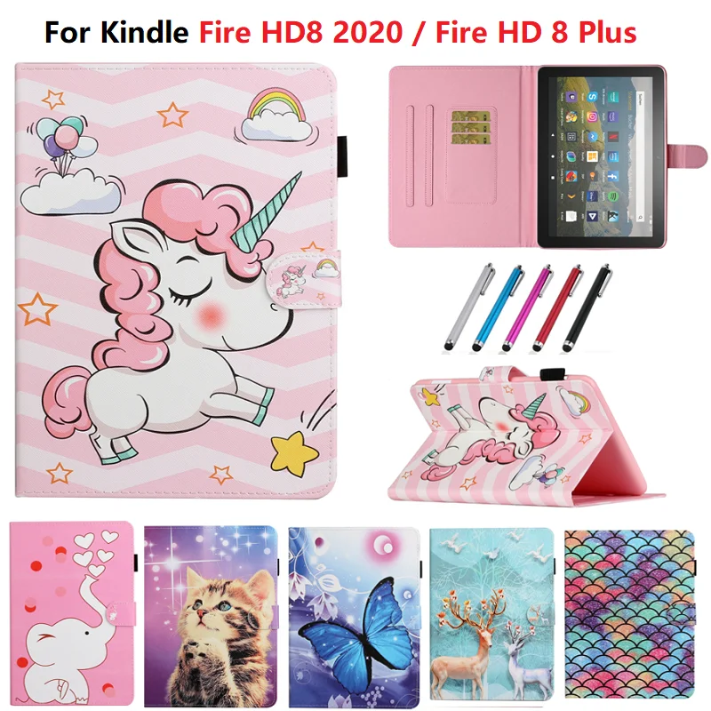 Чехол для планшета с милым единорогом кошкой слоном Amazon новинка Fire HD 8 Plus 2020 чехол
