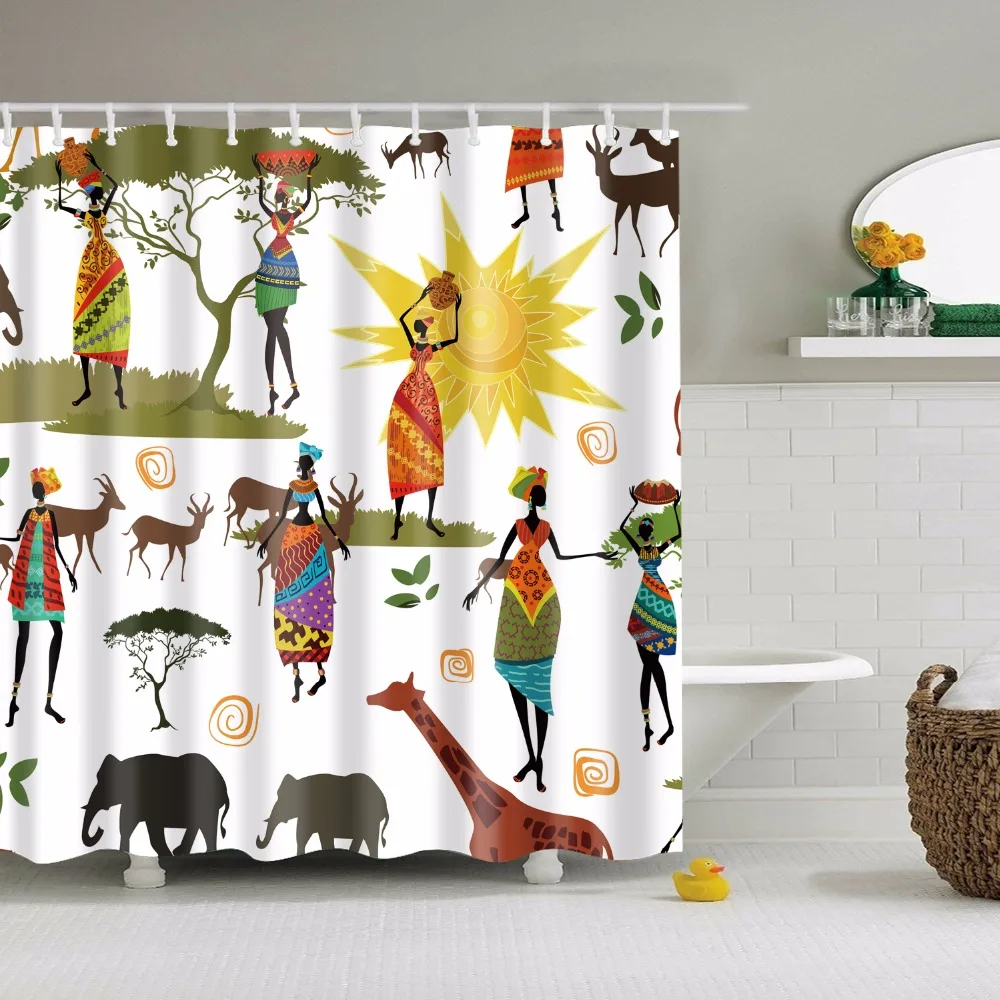 Цветочные занавески для душа портретная Женская водонепроницаемая занавеска