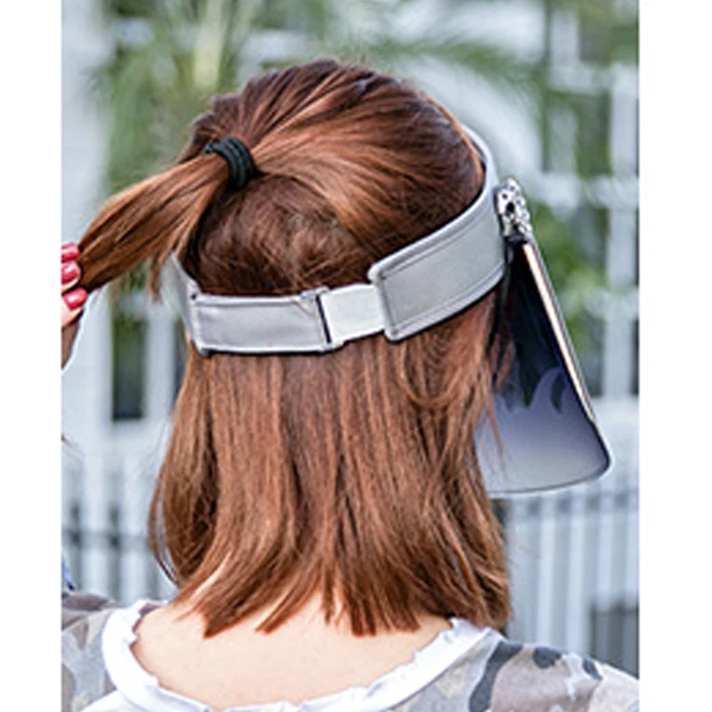 Foux Sun Hat Women Summer Plastic Visor Uv Protection Face With Shield Ponytail Wide Brim Safety Reusable Mask Anti spitting | Аксессуары
