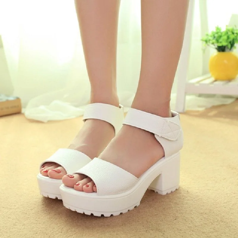 

European And American Fashion Simple Casual Solid Color Ladies Sandals Summer Roman Style New Waterproof Platform.