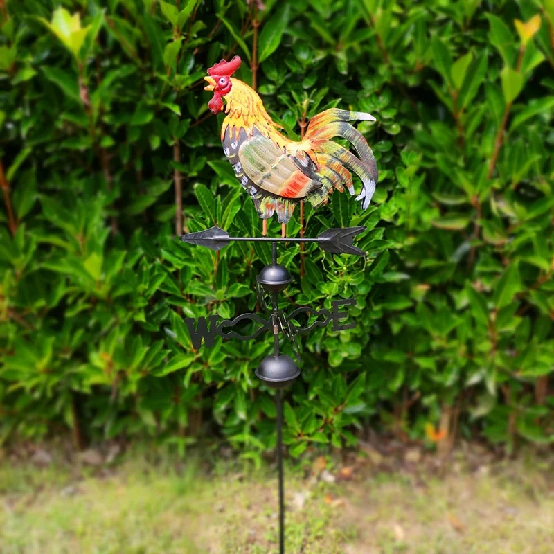 

Retro Durable Weather Vane Spinner Traditional Color Drawing Rooster Decoration Design Decoration Colorful