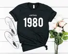 Винтажные 1980 на день рождения вечерние 41th Рубашка Забавный Графический хлопковая женская футболка с коротким рукавом футболки для девочек размера плюс с круглым вырезом женский подарок, одежда для малышей