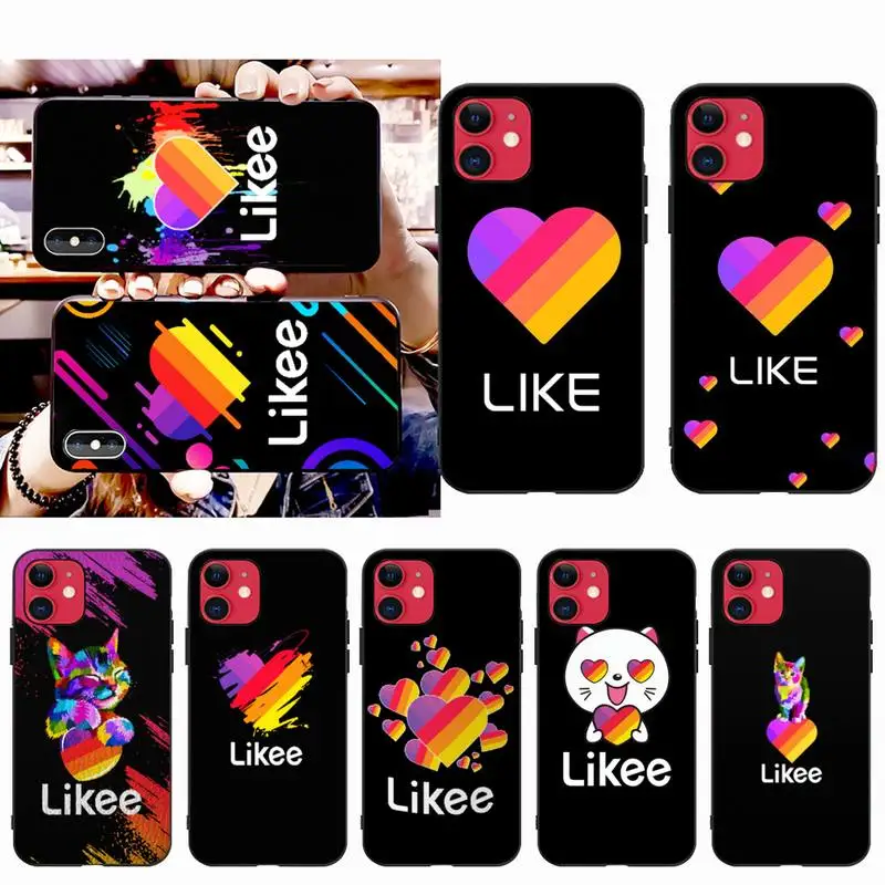 

PENGHUWAN Likee Funny cat bear love heart Customer Phone Case for iPhone 11 pro XS MAX 8 7 6 6S Plus X 5S SE XR