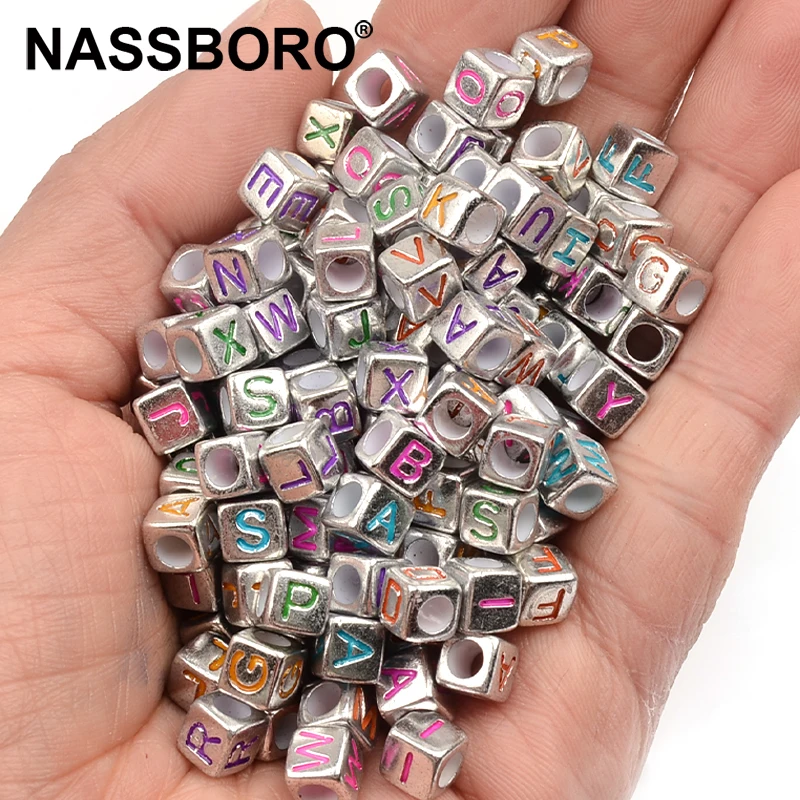 

6 мм серебряные кубические акриловые бусины Смешанные Буквы россыпью разделительные бусины для изготовления ювелирных изделий «сделай сам» Аксессуары для браслетов ожерелий