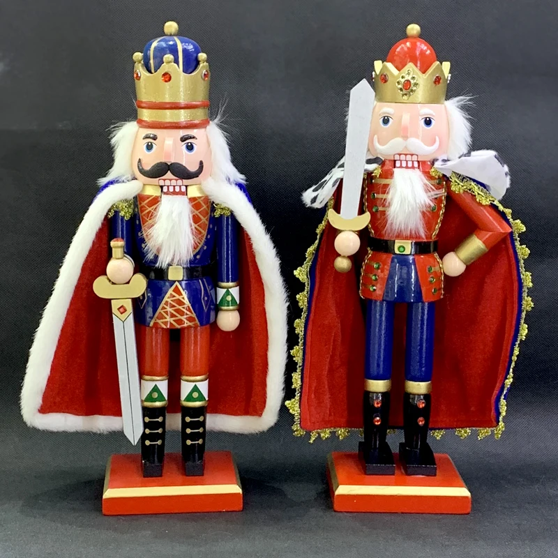 

38cm Christmas King nutcracker soldier puppet Christmas wood carving painted nutcracker children Christmas gift toy ht182