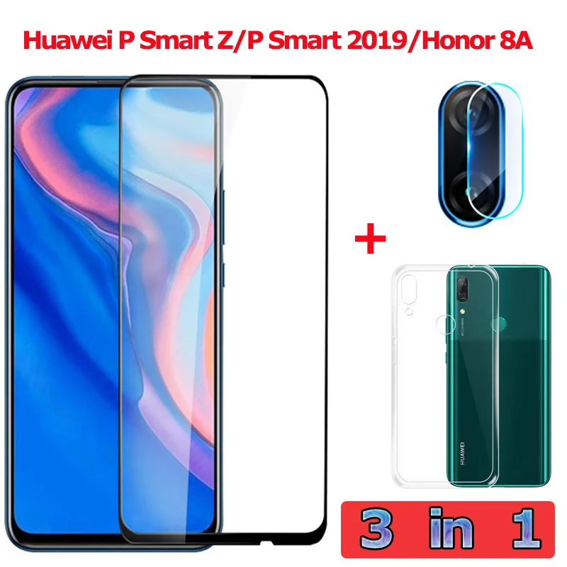 3 в 1 закаленное cтекло Huawei P Smart Z/2019 kамера Honor 8A 2019/Z защитное стекло на хонор 8а